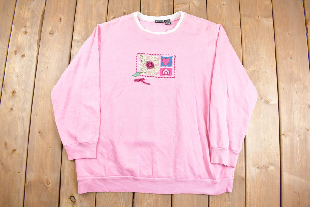 Vintage 1990s Cute Embroidered Crewneck Sweater