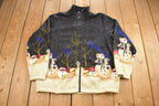 Vintage 1980s Blair All Over Print Snowman Fleece Sweater