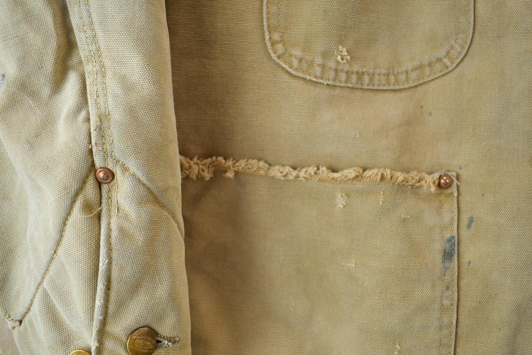 Vintage 1970s Distressed Carhartt Blanket Lined Chore Coat Made In USA