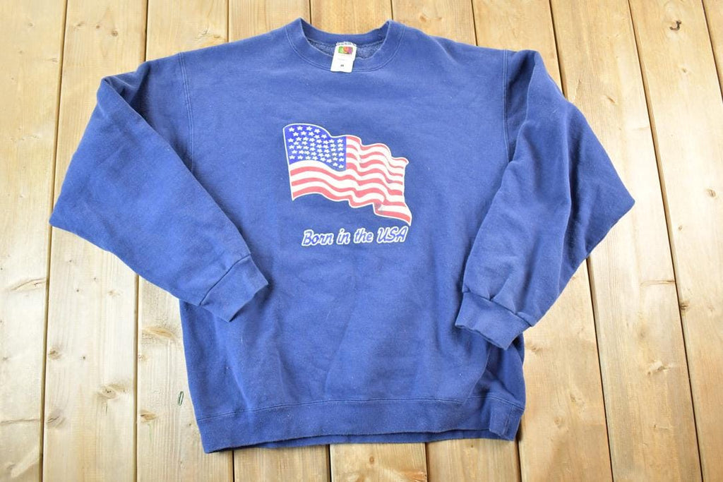 Vintage 1990s Born In The USA American Flag Crewneck Sweatshirt Mens L