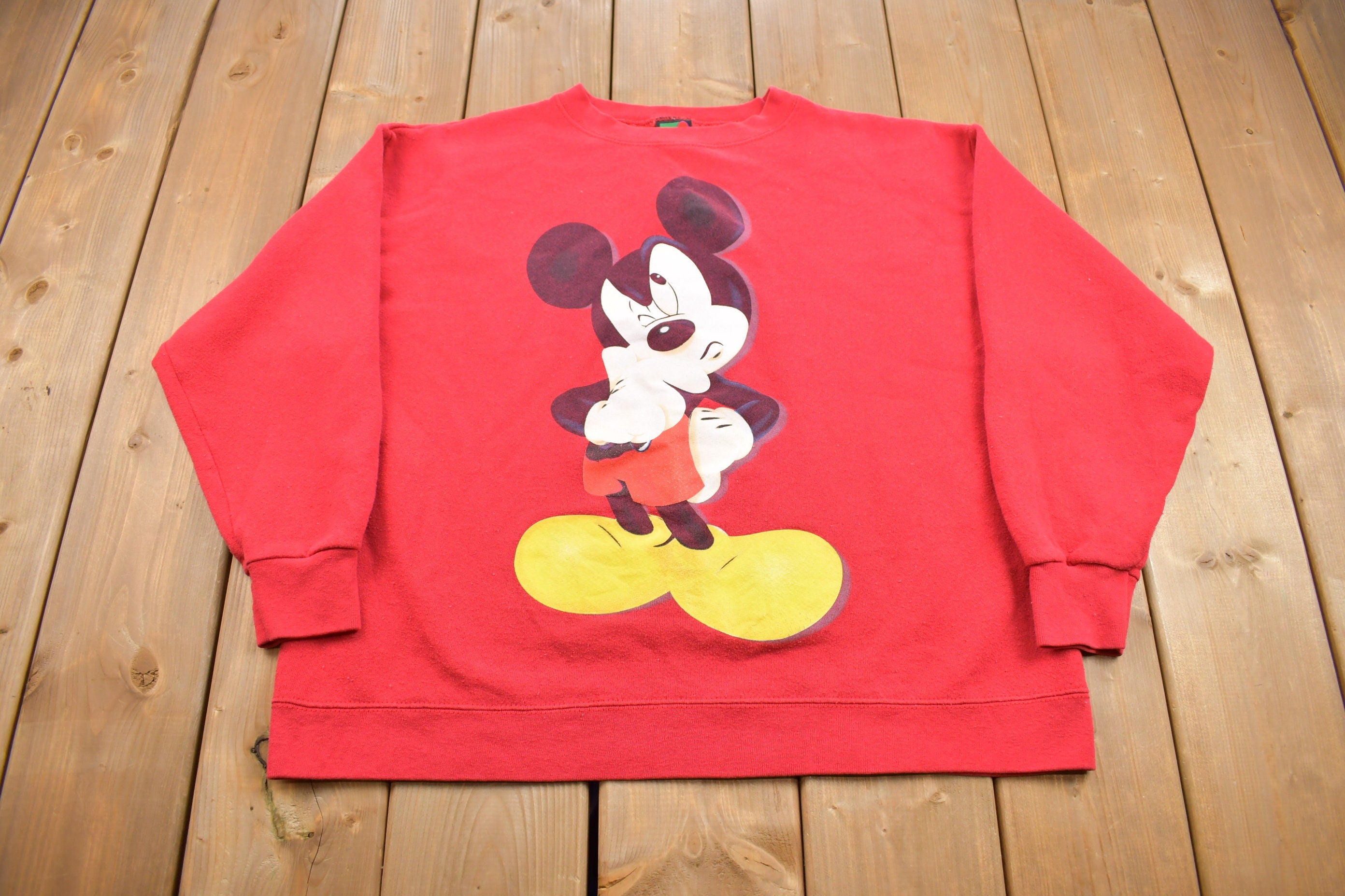 Vintage 1990s Disney Mickey Mouse "Thinking Mickey" Crewneck Sweatshirt  90s Crewneck  Made In USA  Essential  Streetwear  90s