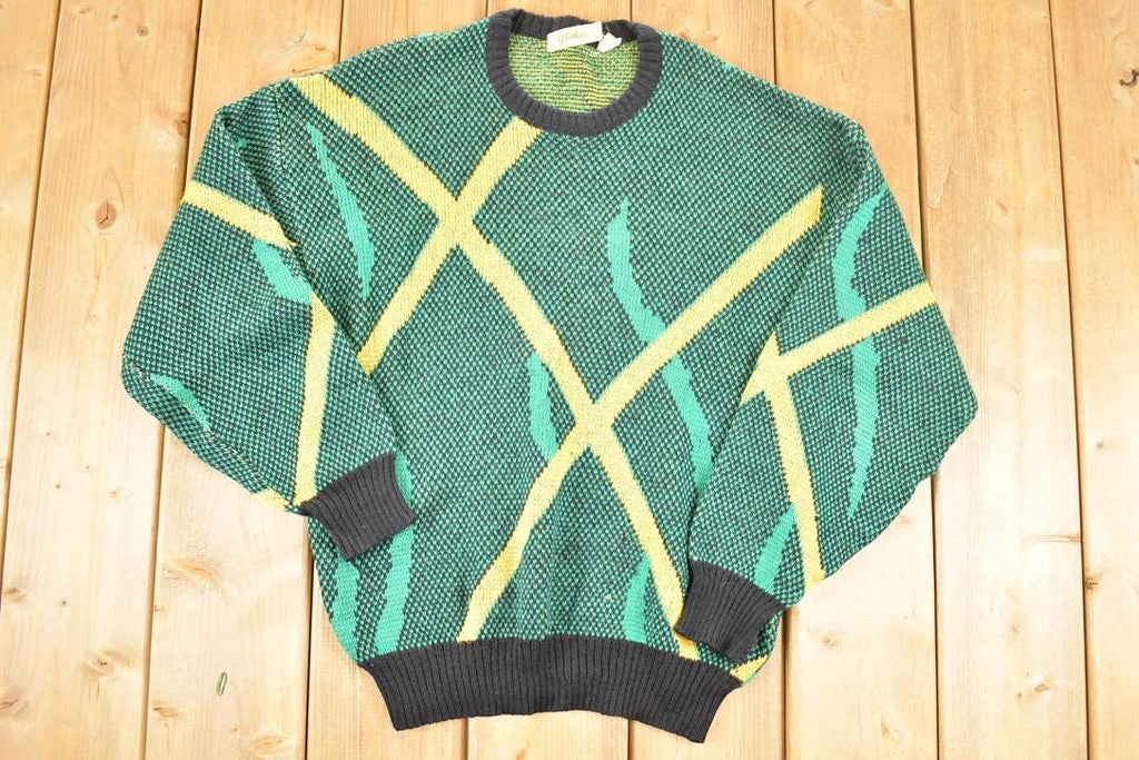 Vintage 1980s Abstract Knit Crewneck Sweater Mens S