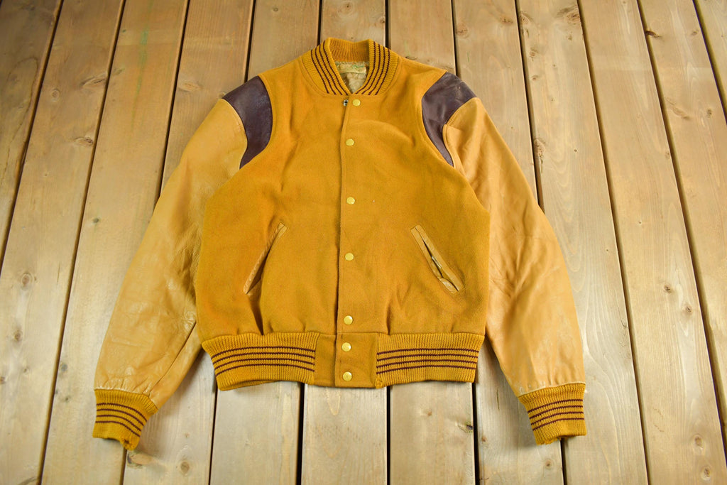 Vintage 1960s Wool Leather Varsity Jacket Men's Medium