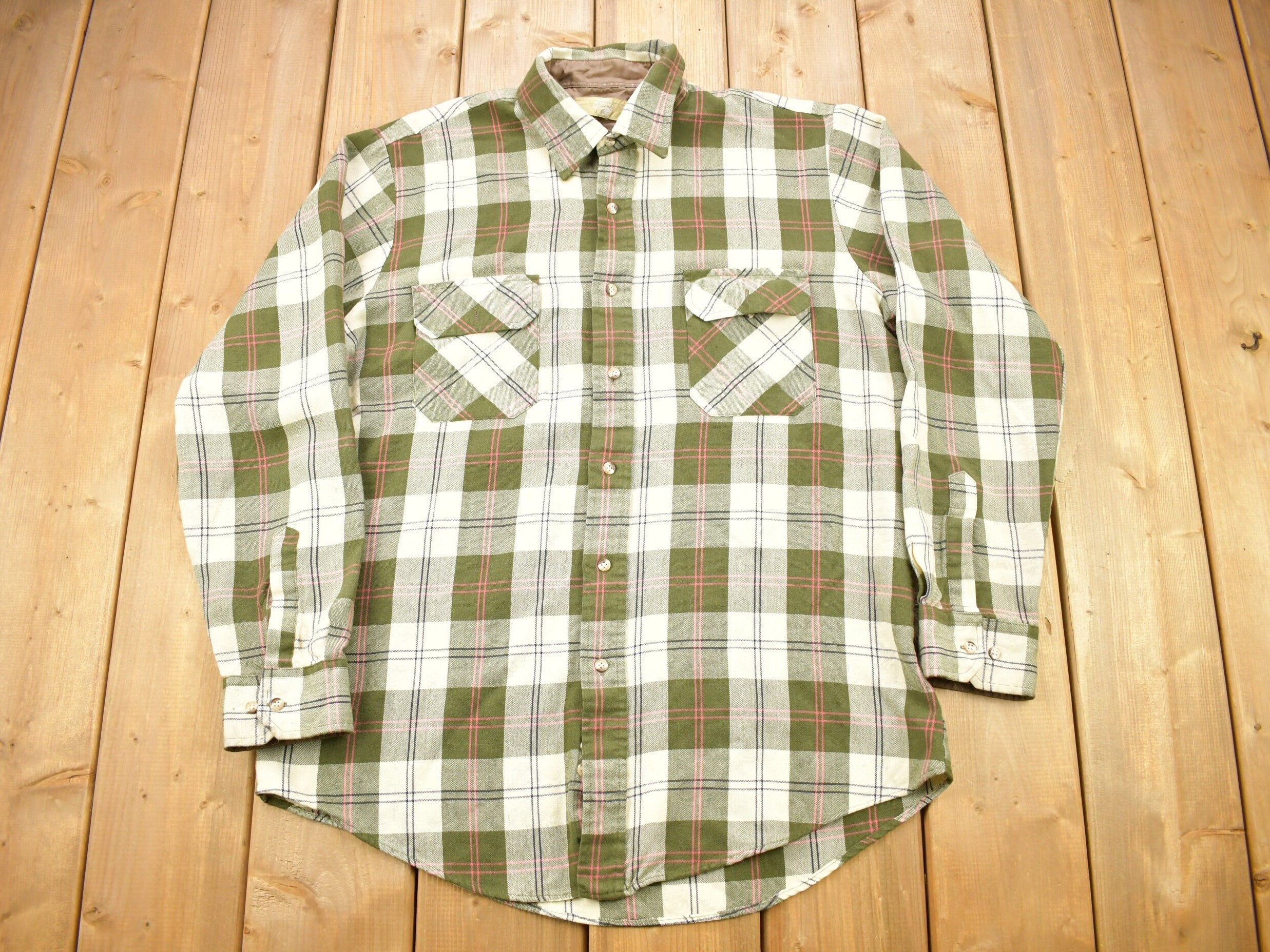 Vintage 1980s Charleston Bay Button Up Flannel Shirt