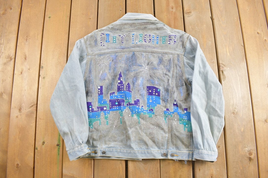 Vintage 1990s City Lights Customized Denim Jacket