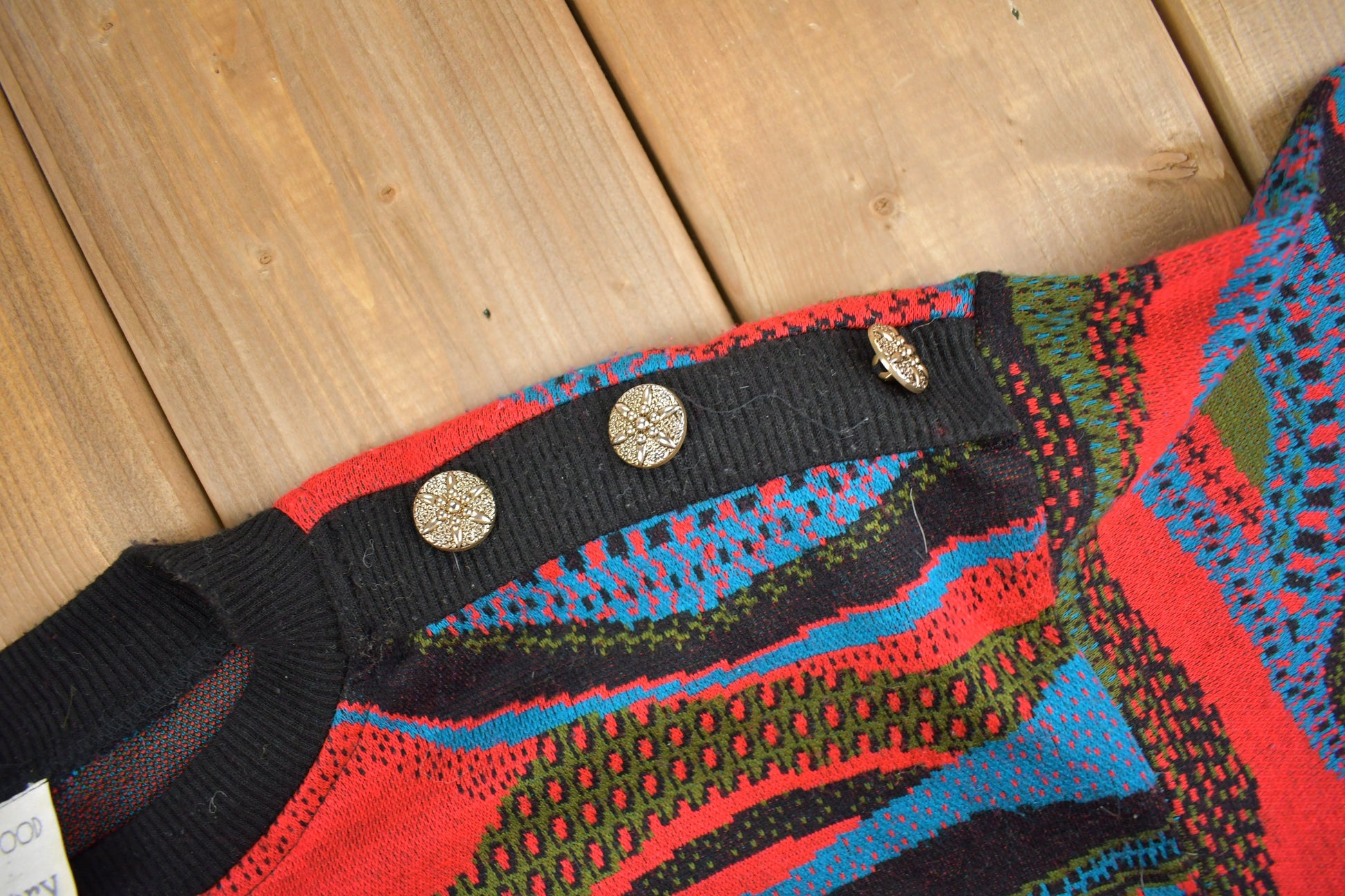 Vintage 1990s 3D Coloured Cable Knit Women's Sweater