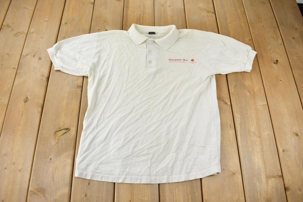 Vintage 1990 Computer One System Engineer Macintosh Specialists Graphic Polo Shirt