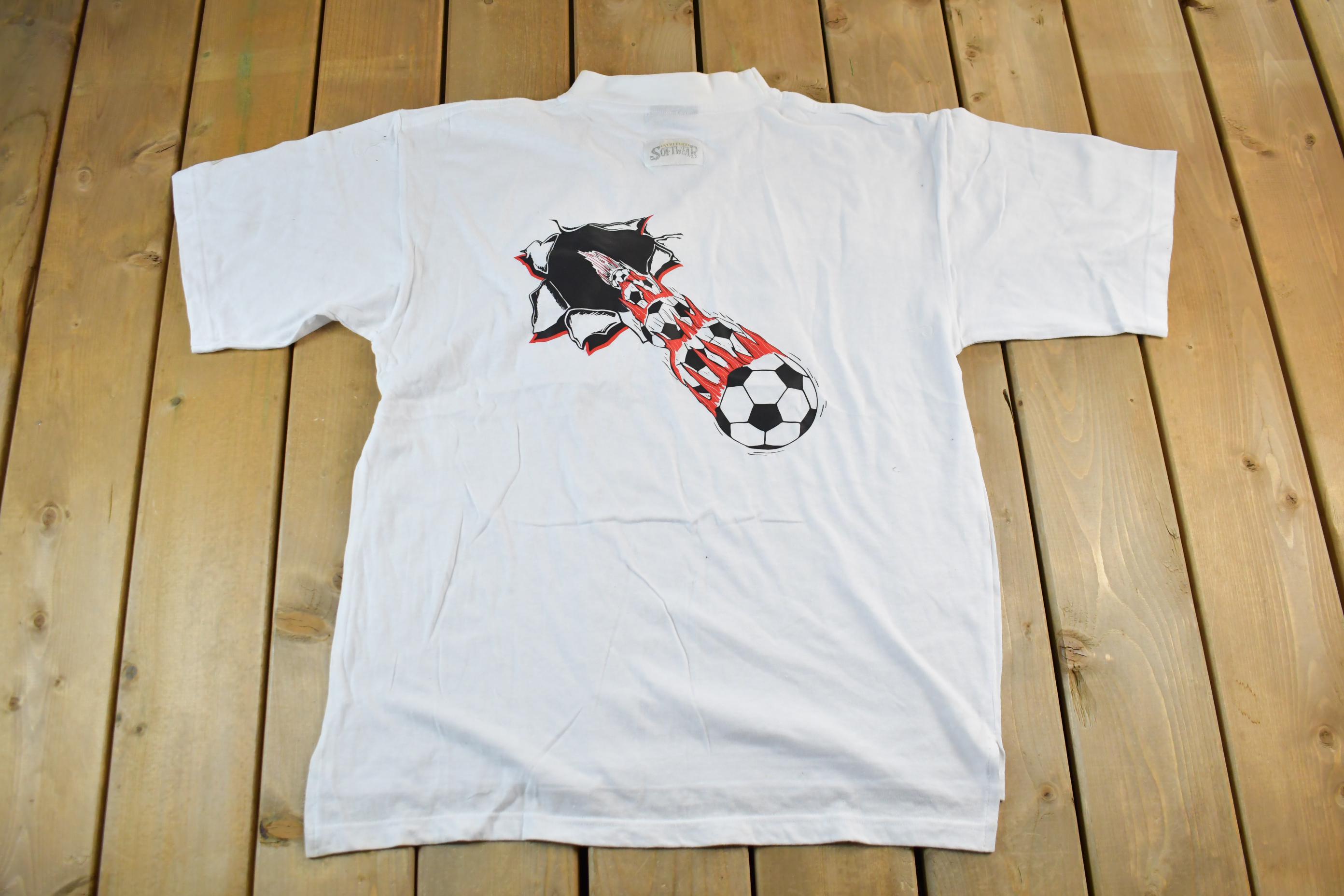 Vintage 1990s Softwear Euro Croatia Football Graphic T-Shirt Men's Large