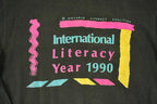 Vintage 1990 International Literacy Year Graphic Print Crewneck Shirt Men's M