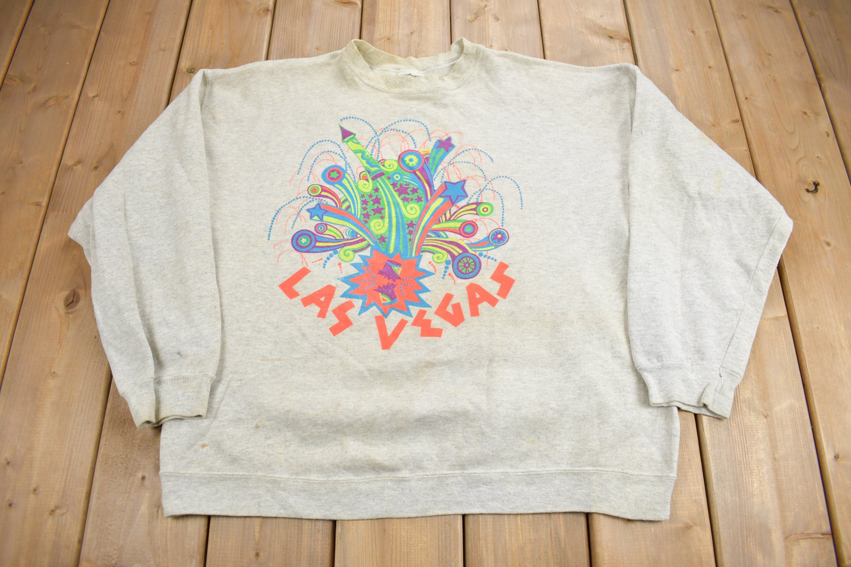 Vintage 1990s Las Vegas Nevada Graphic Crewneck Sweatshirt