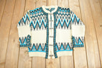 Vintage 1980s 100% Wool Knit Clasp Sweater