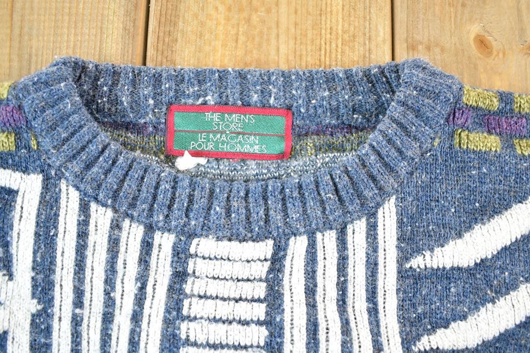 Vintage 1990s The Mens Store Knit Abstract Pattern Crewneck Sweater Mens XL