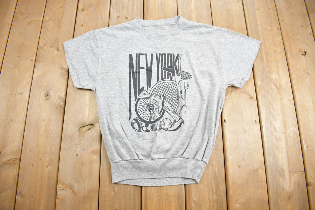 Vintage 1980s New York Short Sleeve Crewneck Sweatshirt Bike 80s Crewneck