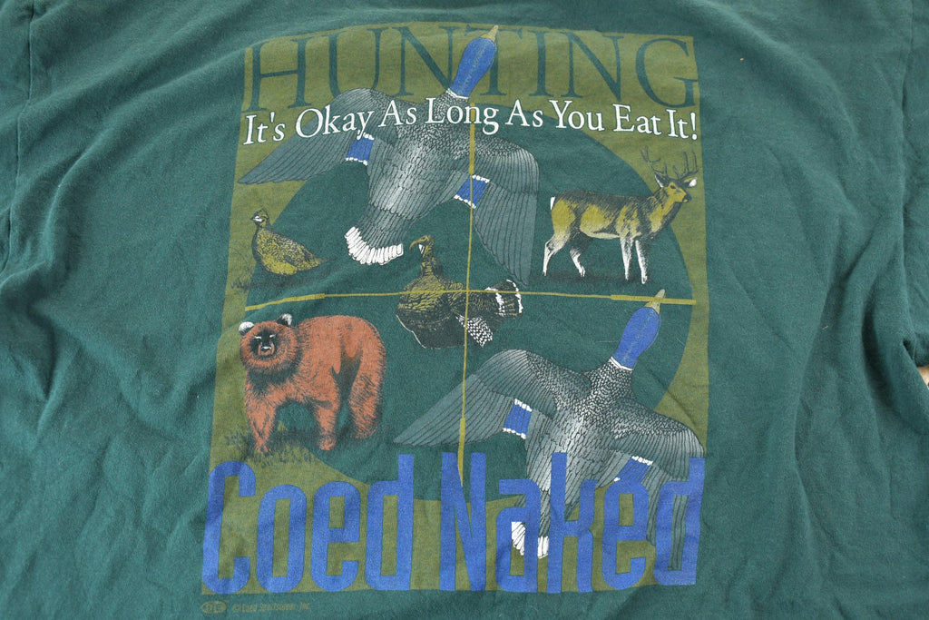 Vintage 1990s Hunting Theme Single Stitch Graphic T-Shirt