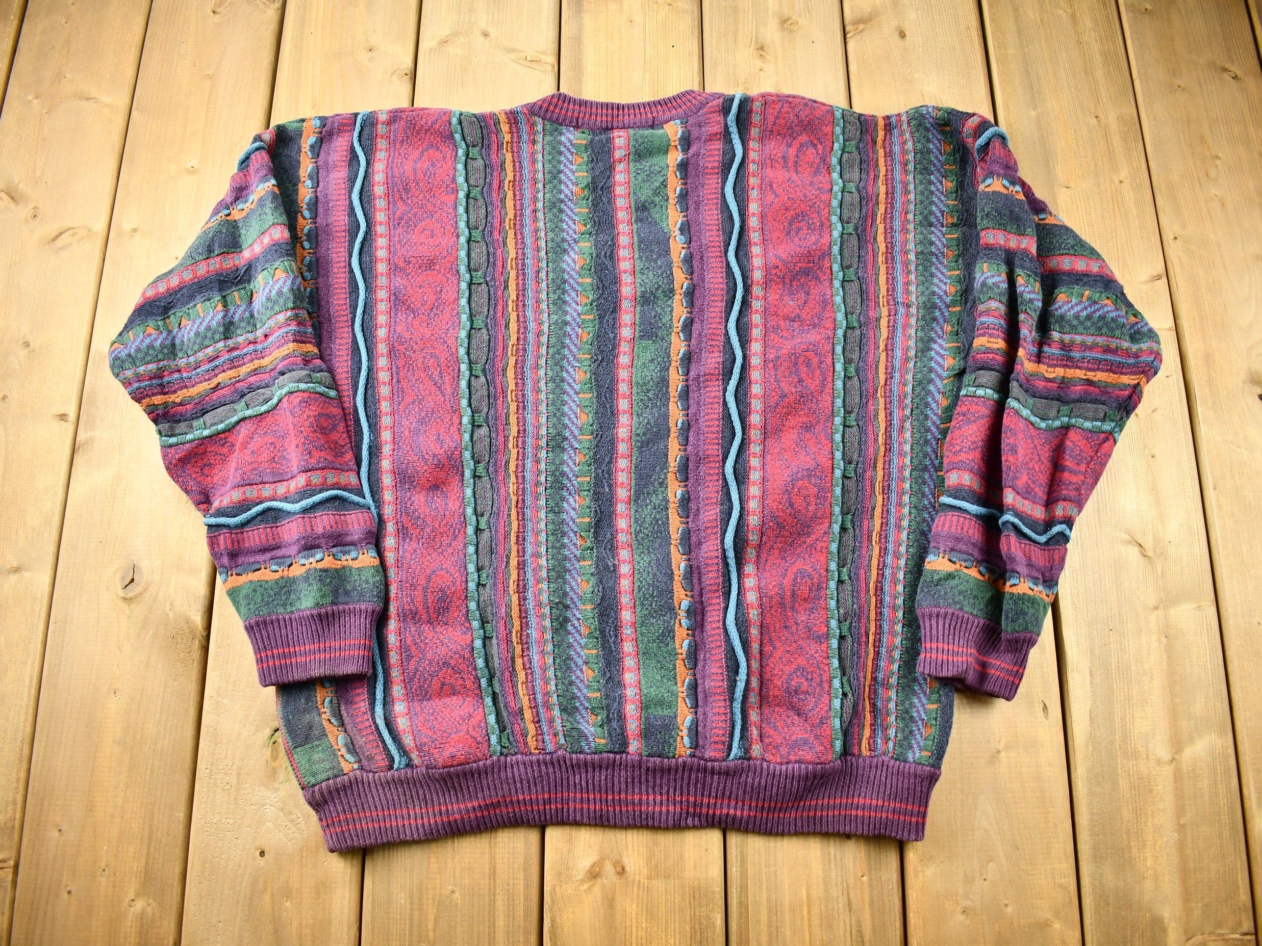 Vintage 1990s 3D Cable Knit Cotton Traders Sweater
