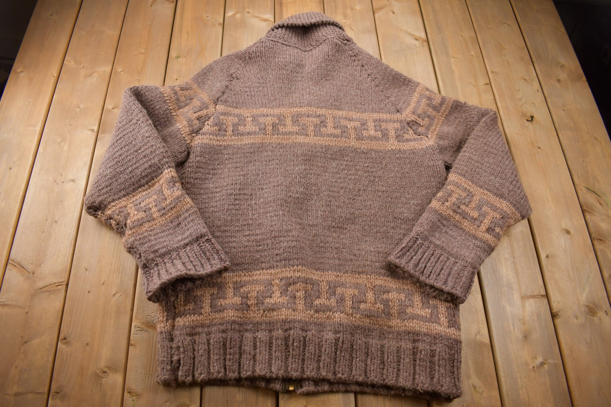 Vintage 1970s Wool Full Zip Knit Sweater