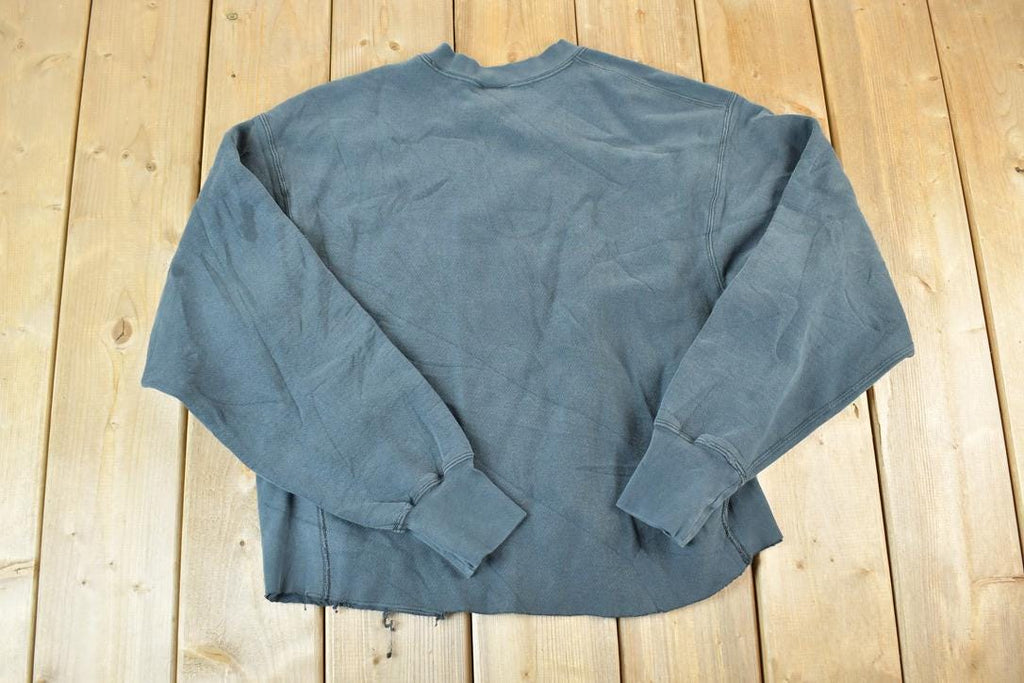 Vintage 1990s All American Screen Printing Cropped Heavyweight Souvenir Crewneck Sweatshirt Made In USA