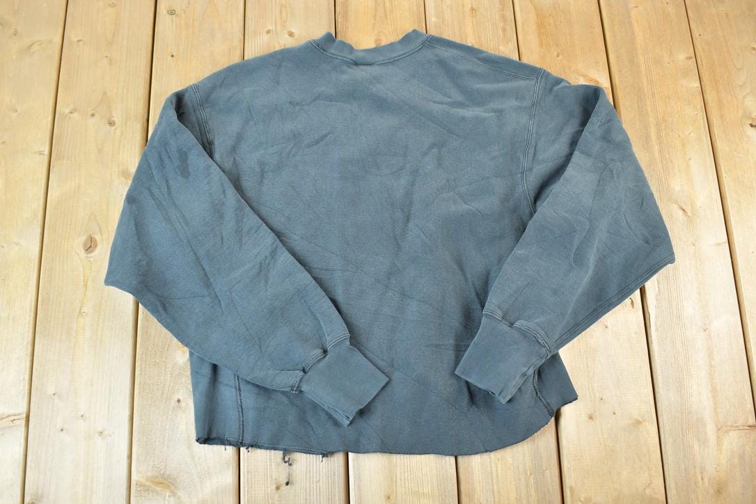 Vintage 1990s All American Screen Printing Cropped Heavyweight Souvenir Crewneck Sweatshirt Made In USA
