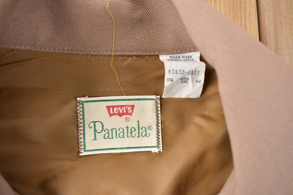 Vintage 1970s Levi's Panatela Tops Beige Western Style Button Up Shirt Made in USA Size L