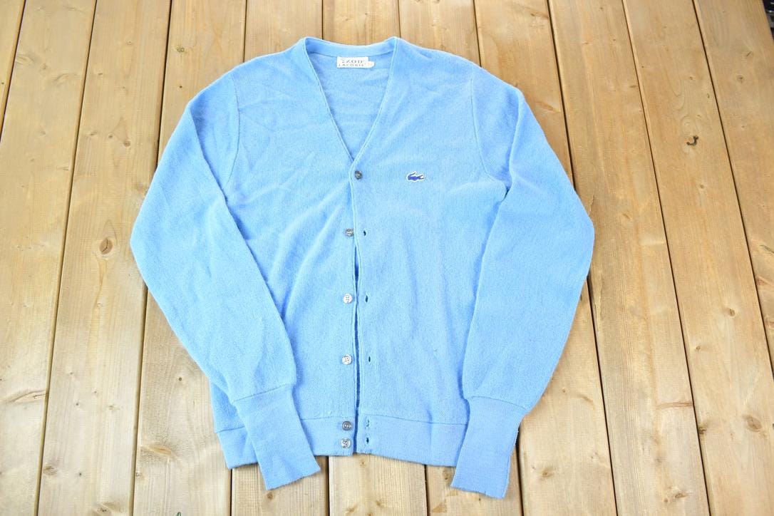 Vintage 1970s Izod Lacoste Knit Cardigan Sweater Men's S