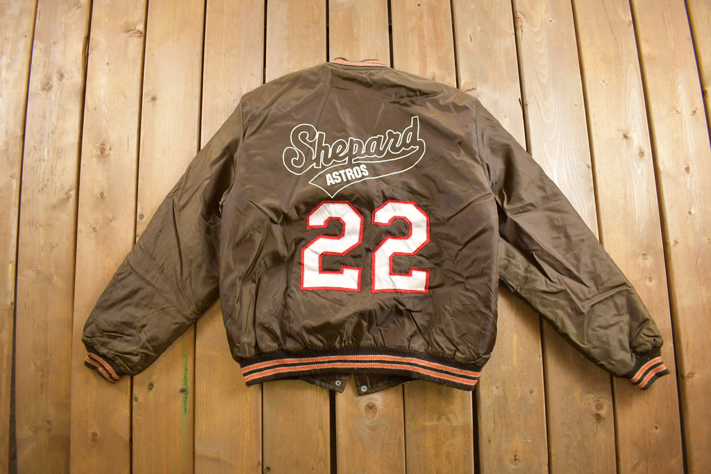 Vintage 1980s Shepard Astros Birdie Satin Bomber Jacket