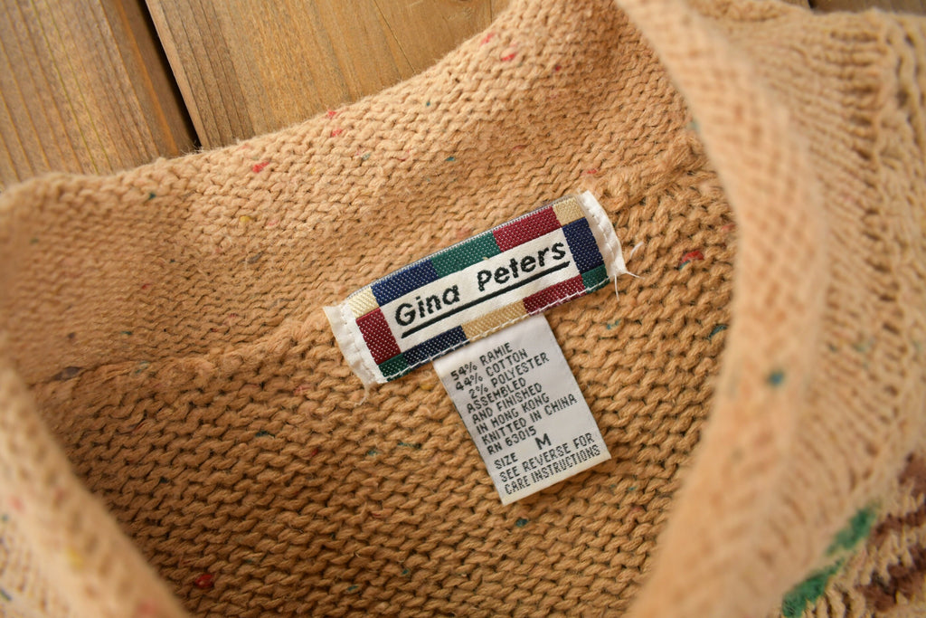 Vintage 1990s Gina Peters Abstract Patchwork Knit Crewneck Sweater