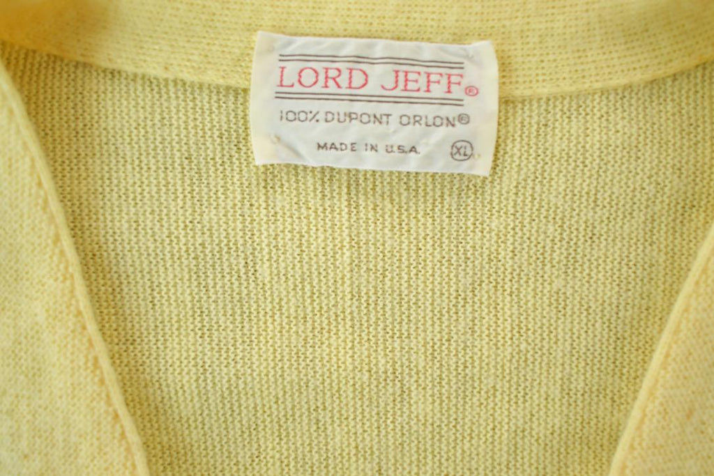 Vintage 1970s Lord Jeff Knit Perfect Mild Distress Cardigan Sweater Made In USA