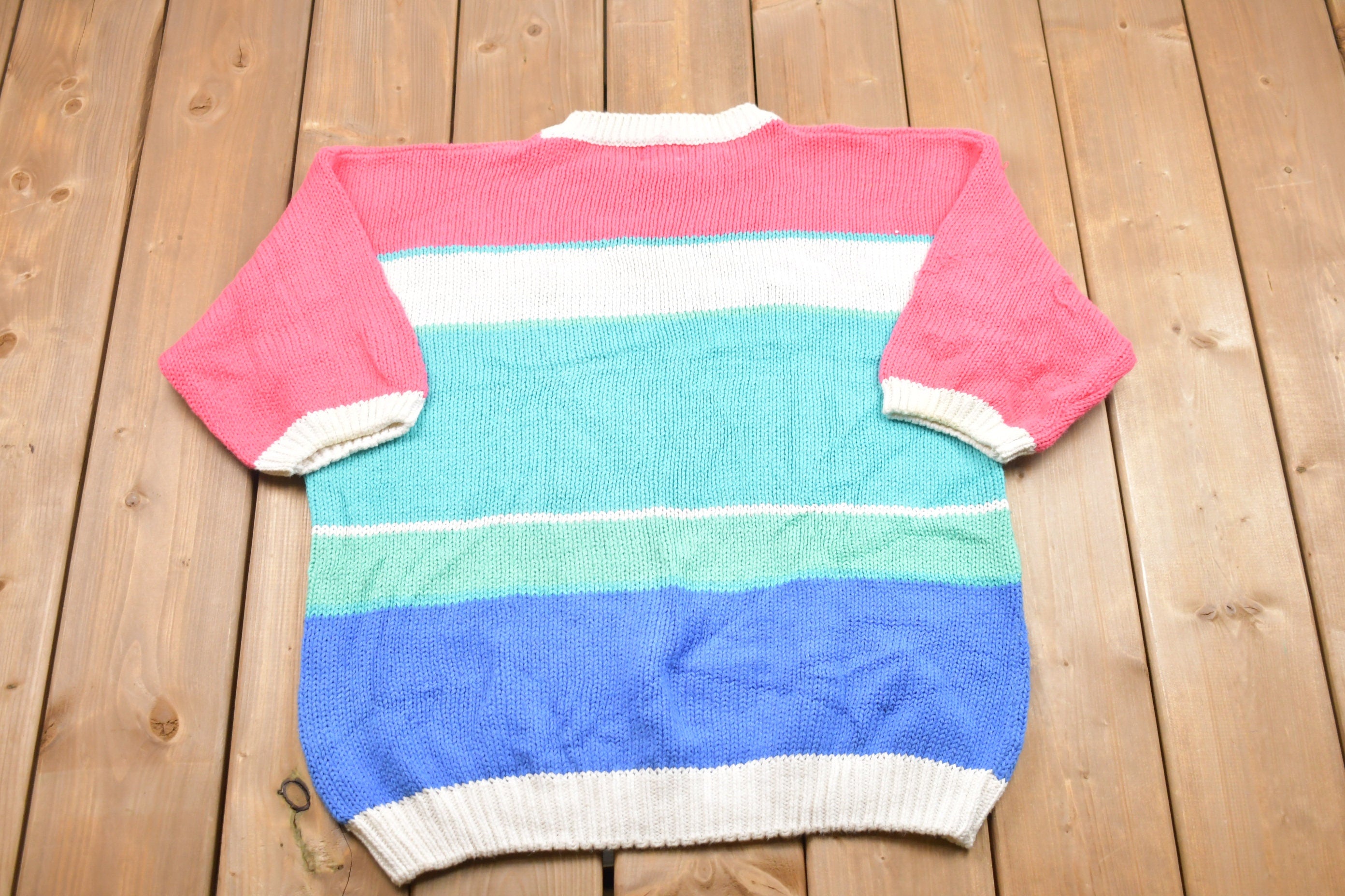 Vintage Koret City Blues Knitted Short Sleeve Sweater