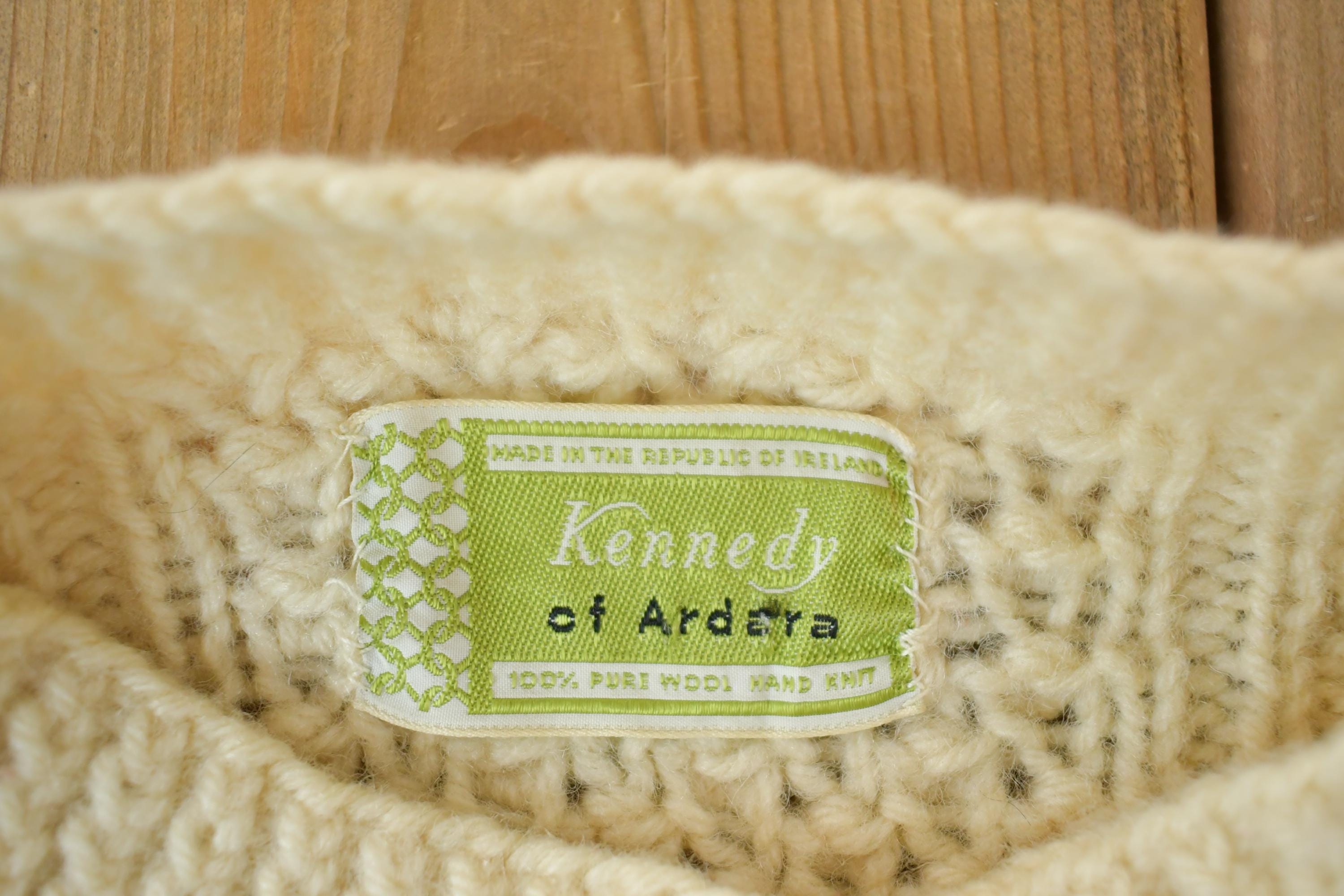 Vintage 1970s Kennedy Of Ardara Hand Knit Irish Wool 3D Colored Cable Knit Crewneck Sweater  Vintage 70s Crewneck  Abstract Patterns