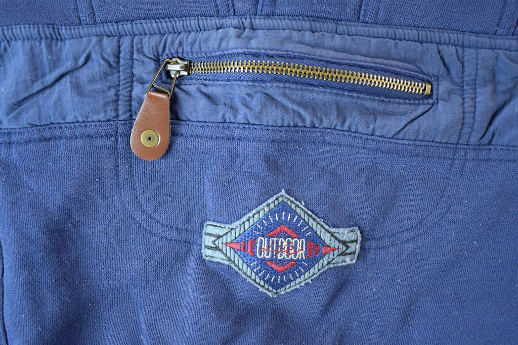Vintage 1990s Crazy Front Pocket Navy Crewneck Sweatshirt