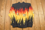 Vintage 1990s Flames and Skulls Roper Button Up Shirt