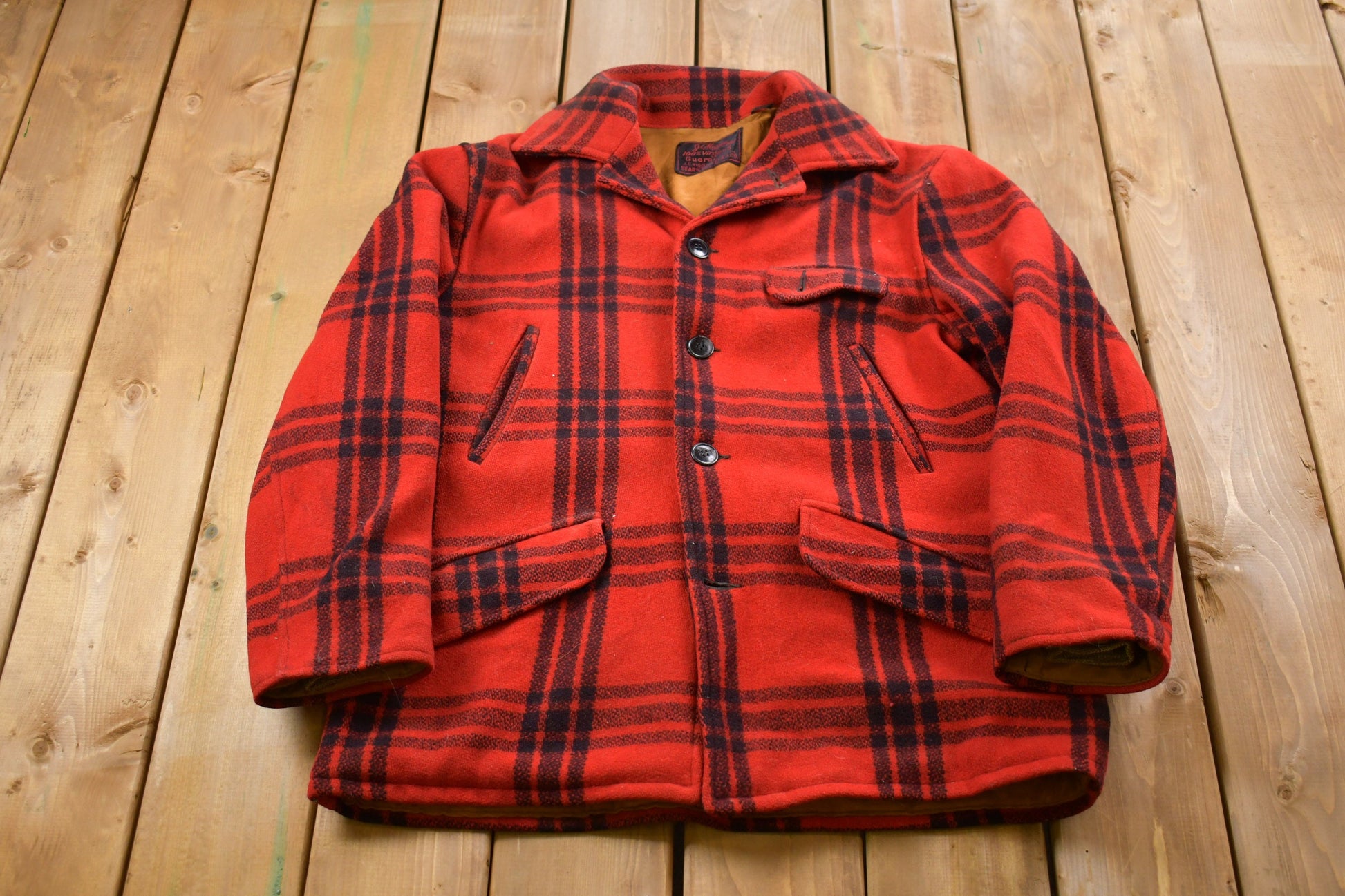 Vintage 1960s Sears 100% Wool Jacket  Wool Jacket  Vintage 90s Jacket  Outdoor  Winter  Buffalo Plaid Chore Coat