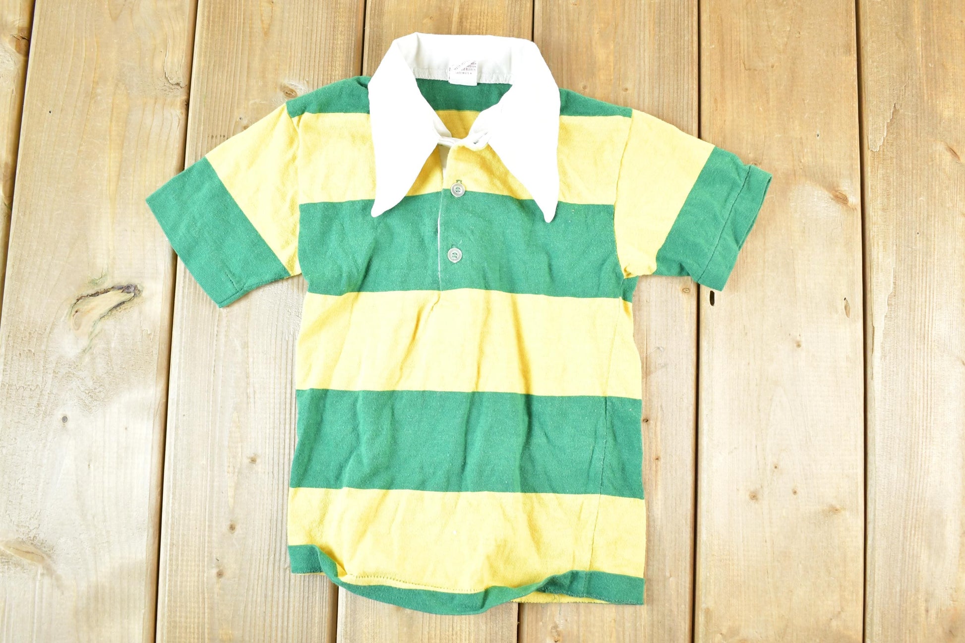 Vintage 1980s Donmoor Striped Button Up Polo Shirt Youth Small