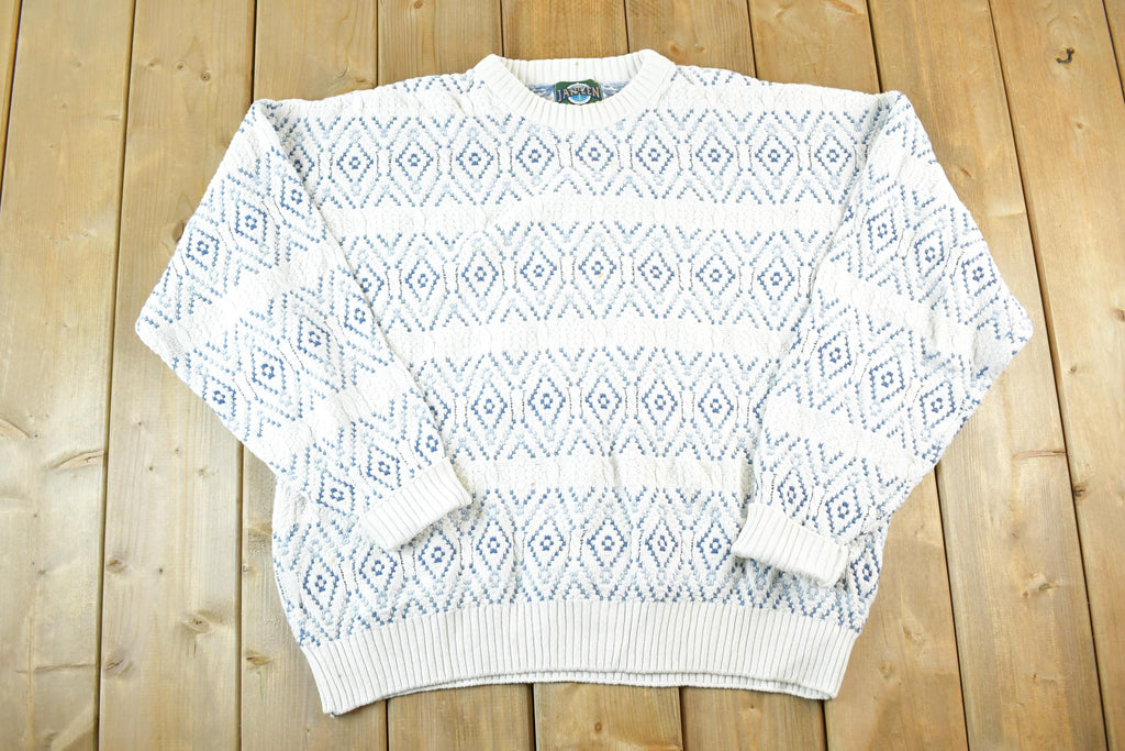 Vintage 1990s Jantzen Knit Abstract Pattern Crewneck Sweater Mens XL
