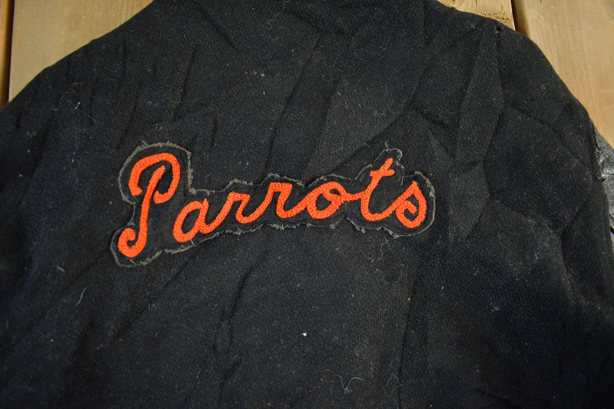 Vintage 1960s Wool Varsity Jacket: Leather Sleeves, Men's Medium