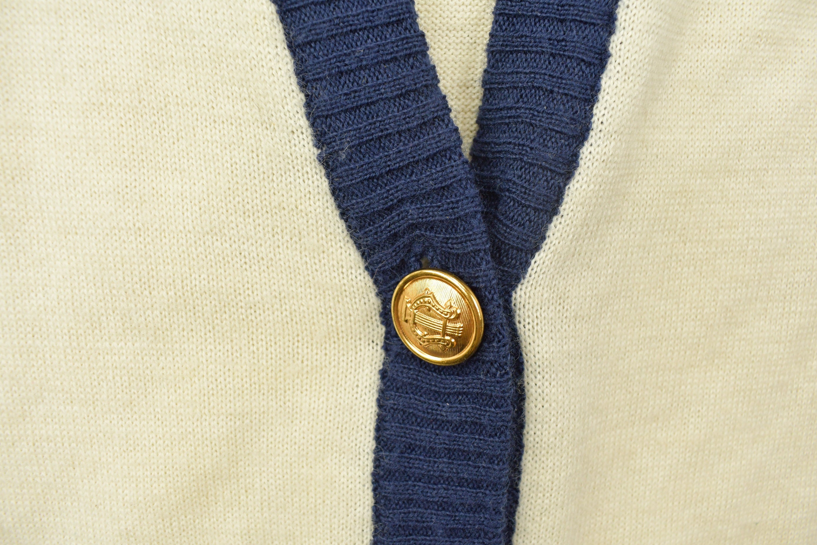 Vintage 1990s JH Collectibles Knitted Cardigan Sweater  Vintage Cardigan  Button Up  Blank Cardigan  Vintage Knit  Nautical Sweater