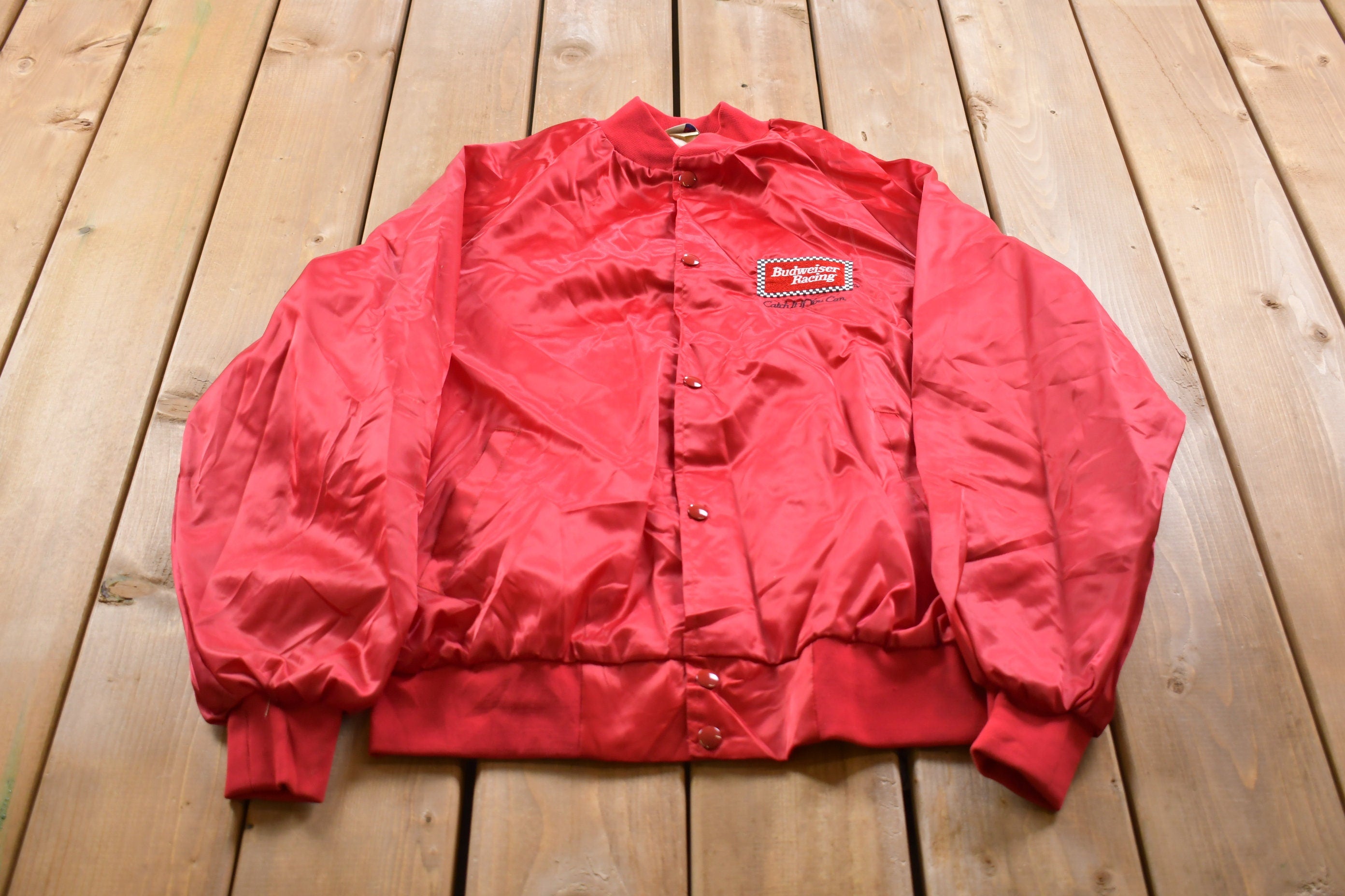 Vintage 1980s Bill Eliott Satin Racing Bomber