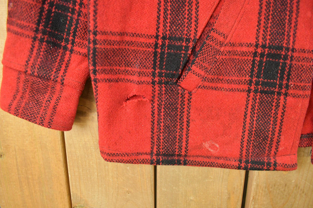 Vintage 1950s Melton Outer-Wear Buffalo Plaid Wool Hunting Jacket Men's XL