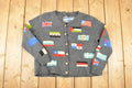 Vintage 1980s Multi Flag Abstract Knit Cardigan Sweater Men's M