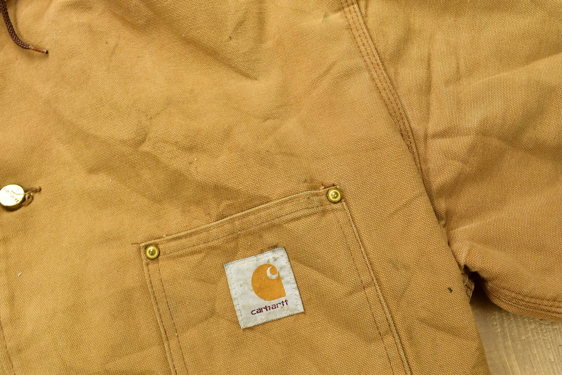 Vintage Carhartt Chore Coat Blanket Lined 1980s With Hood