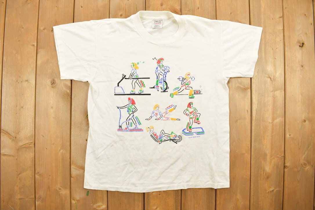 Vintage 1990s Working Out Graphic T-Shirt