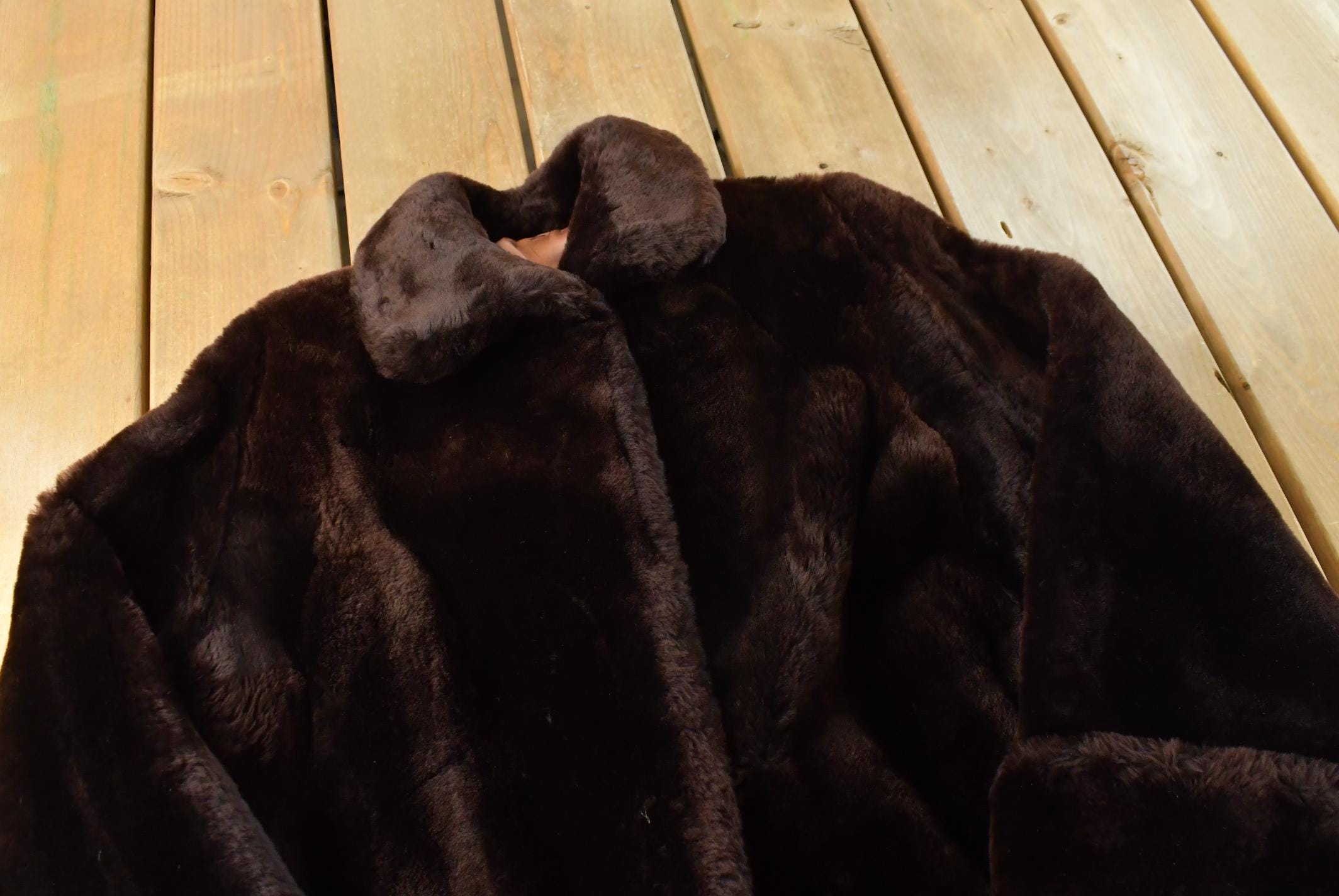 Vintage 1960s Mouton Fur Coat Adult M