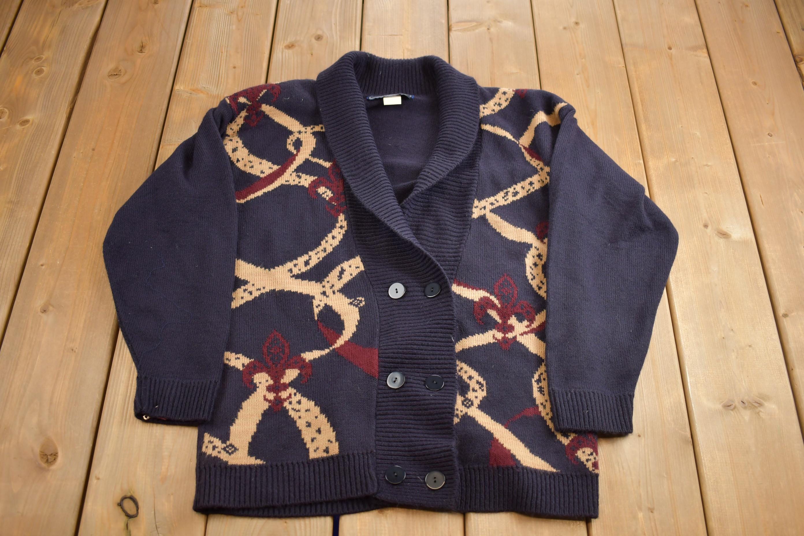 Vintage 1990s Norton McNaughton Petites Double Breasted Knit Cardigan Sweater