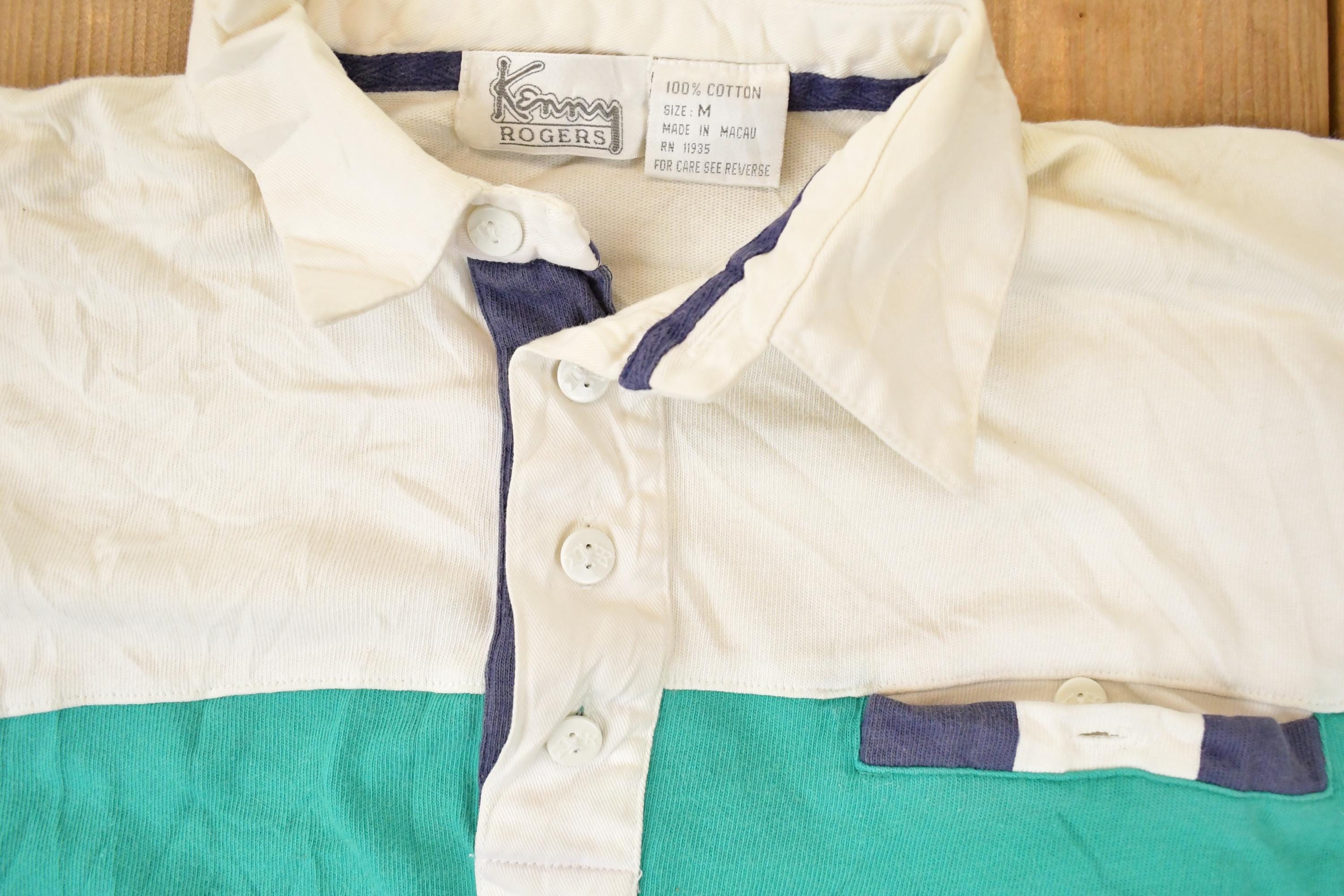 Vintage 1990s Kenny Rogers Quarter Button Rugby Shirt Men's M / Preppy Button Up / 90's Dress Shirt