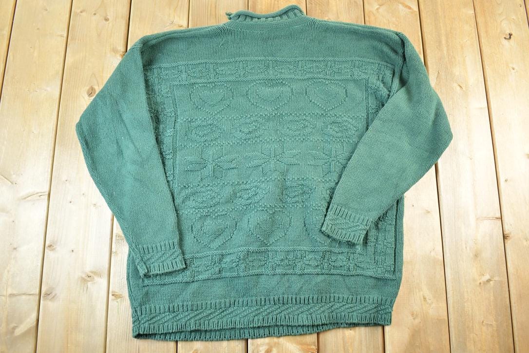 Vintage 1990s Knit Street Cable Knit Crewneck Sweater Mens M