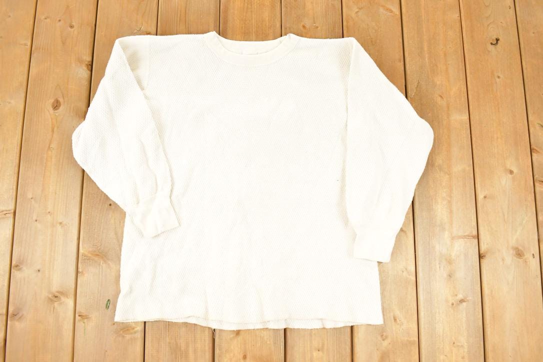 Vintage 1990s Blank Thermal Knit Crewneck Sweatshirt Men's M