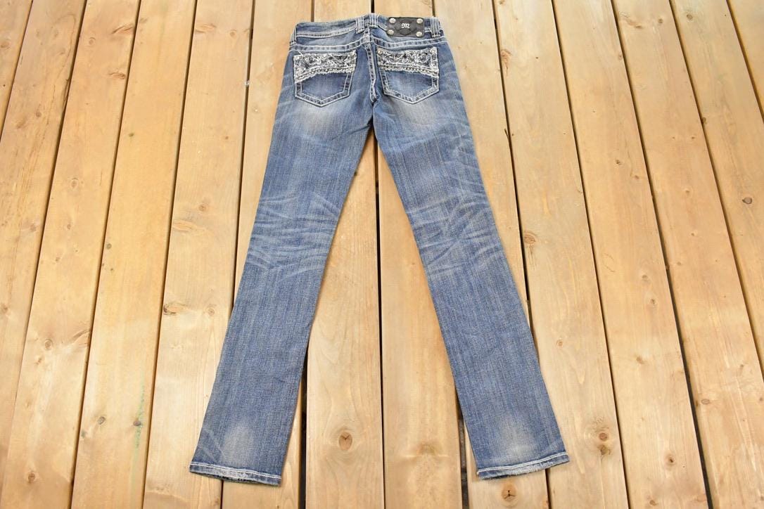 Vintage Deadstock Y2K Miss Me Bedazzled Low Rise Jeans Women's Size 26x31