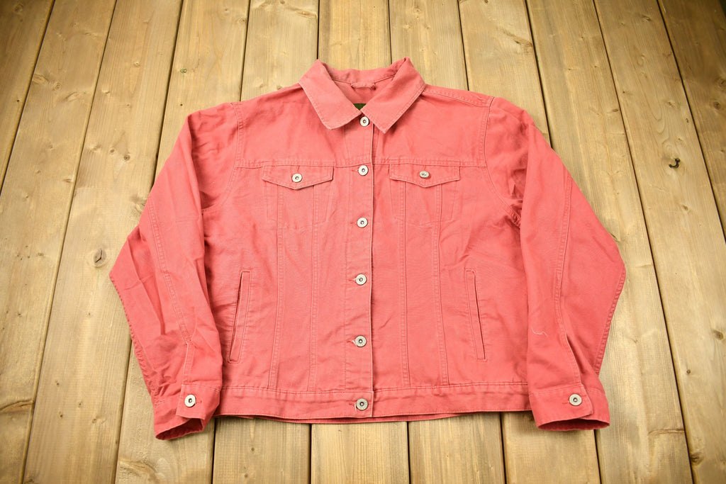 Vintage 1990s Eddie Bauer Red Denim Jean Jacket
