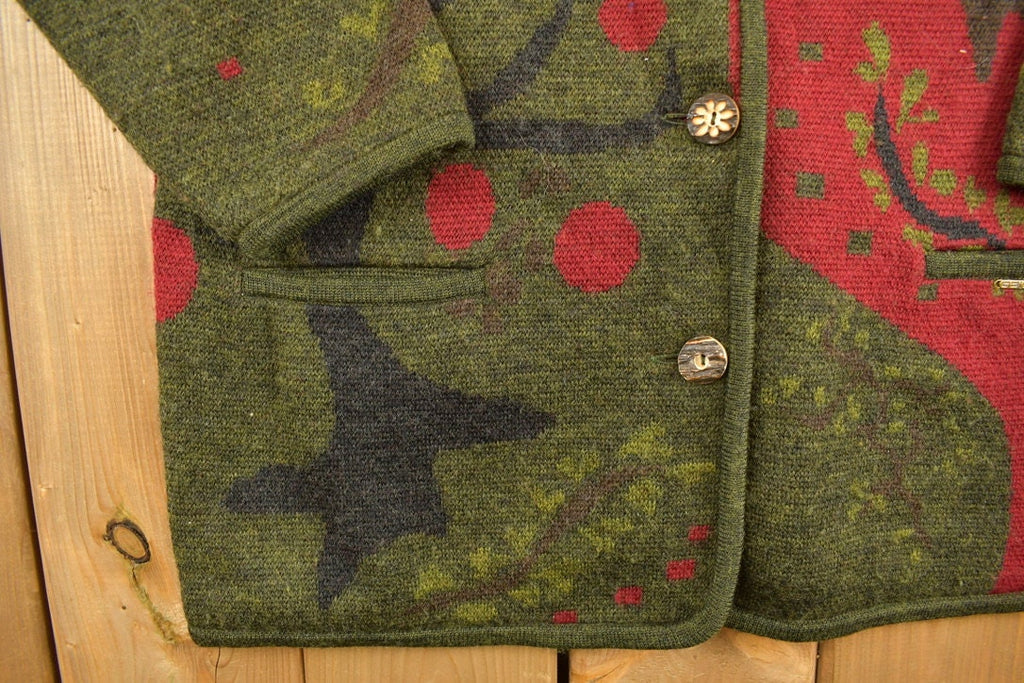 Vintage 1980s Geiger Collar Knit Cardigan Sweater