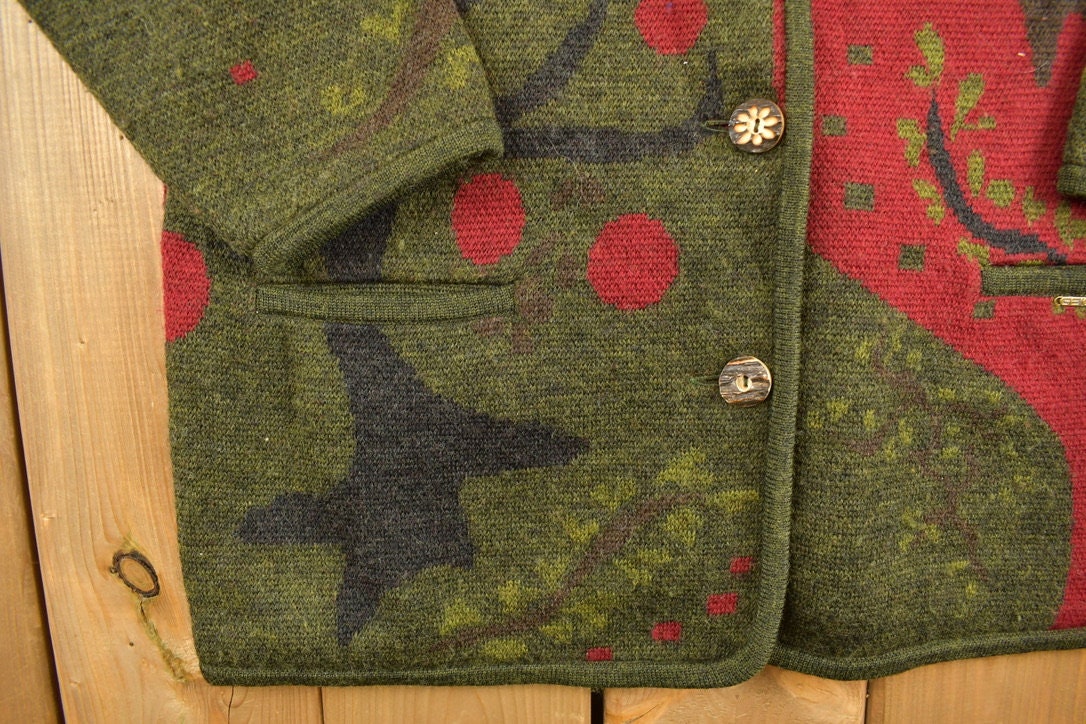 Vintage 1980s Geiger Collar Knit Cardigan Sweater